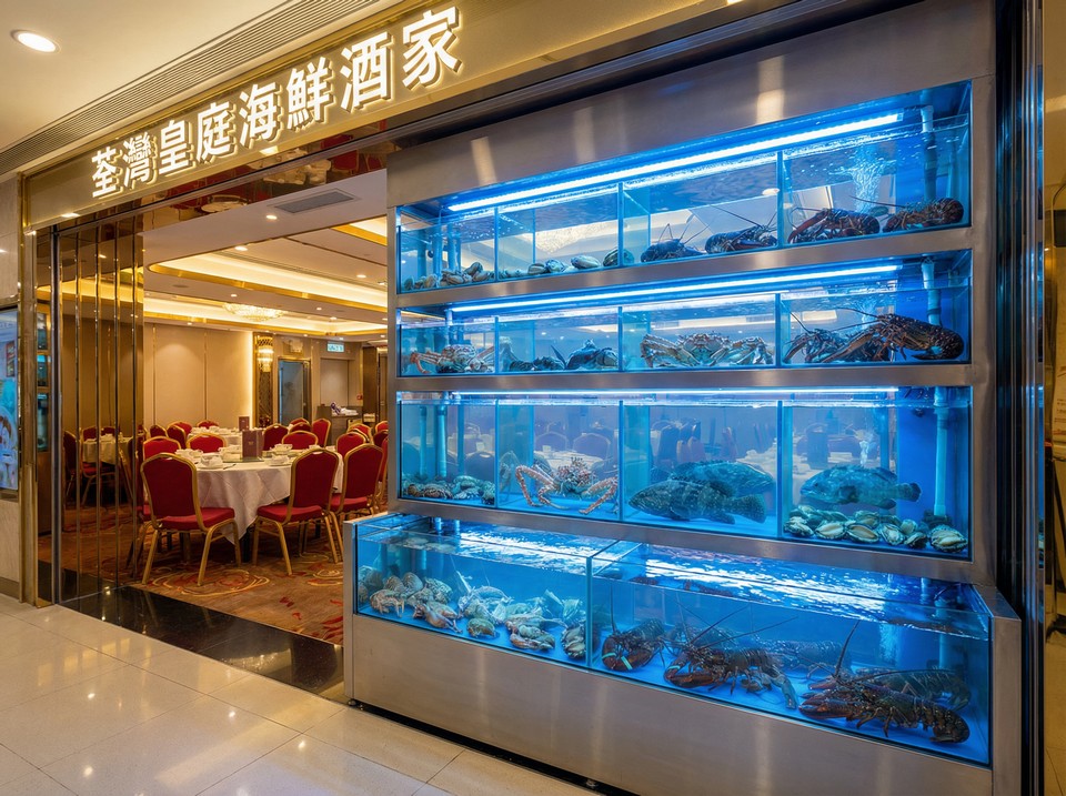 荃灣酒樓翻新五層海鮮缸升級工程 — 超白玻璃新製冷系統