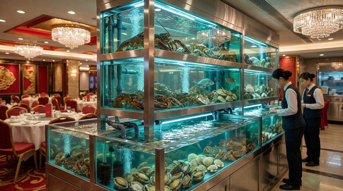 食肆海鮮魚缸工程案例 - 大型多層海鮮缸